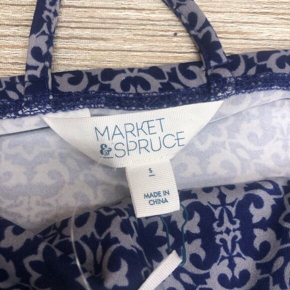 NWT Market & Spruce Blue Geometric Medallion Print Maxi Dress with Strappy Back - Picture 7 of 16